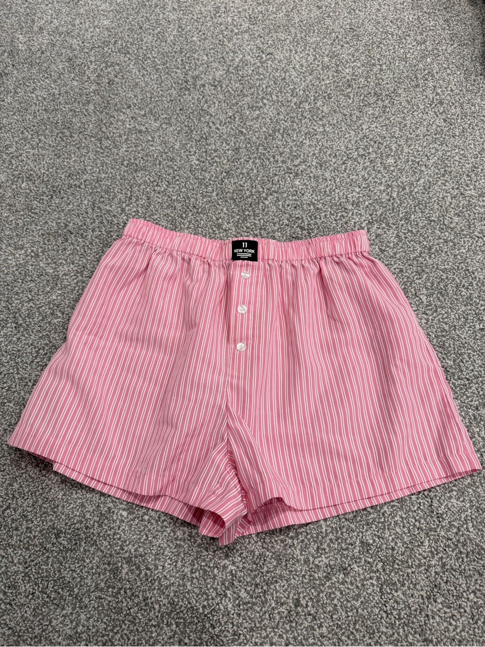 High-Waist Pink Striped Women's Shorts - Lightweight Everyday Style